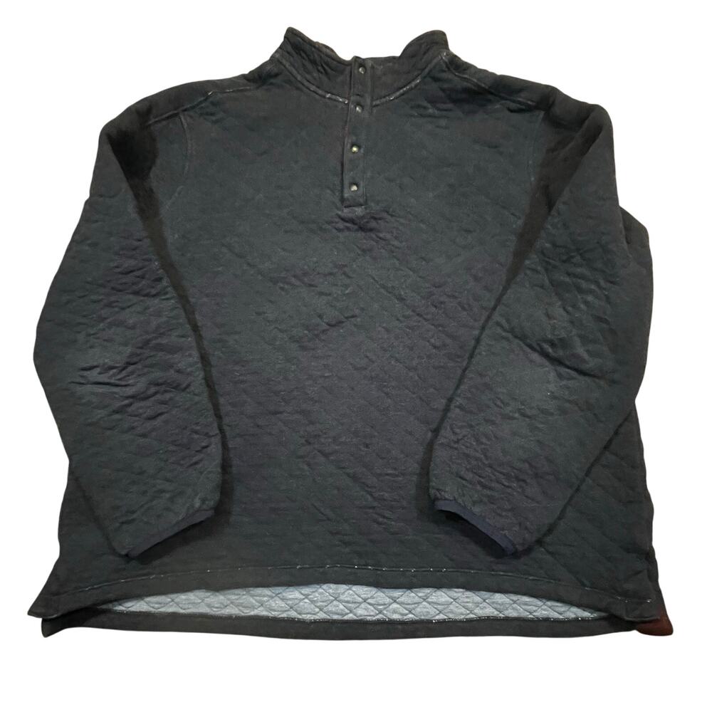 Rhone Blue Quilted Henley Pullover Sweater Men‎ XXL Snap Button Casual